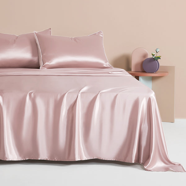 Silk Flat Sheet, Pearl Pink