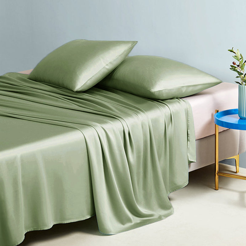 Silk Flat Sheet, Sage Green