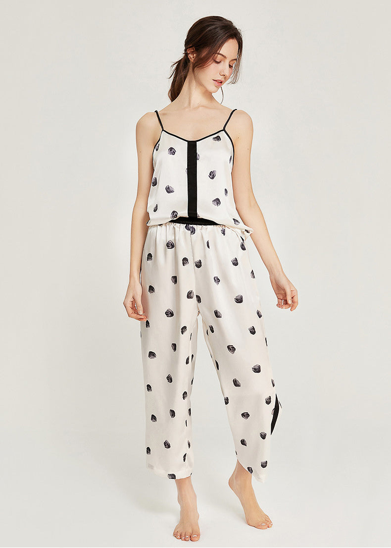 Silk Camisole Pajama Set, Polka Dot Print