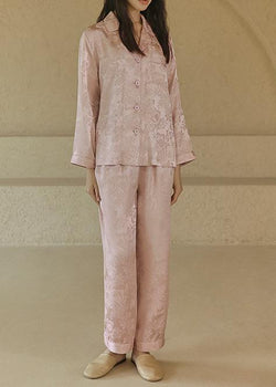 Jacquard Silk Pajama Set, Pearl Pink