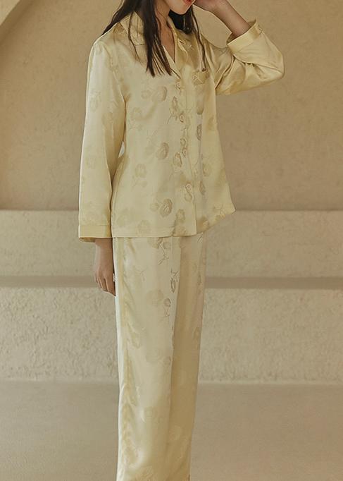 jacquard silk pajama shirt