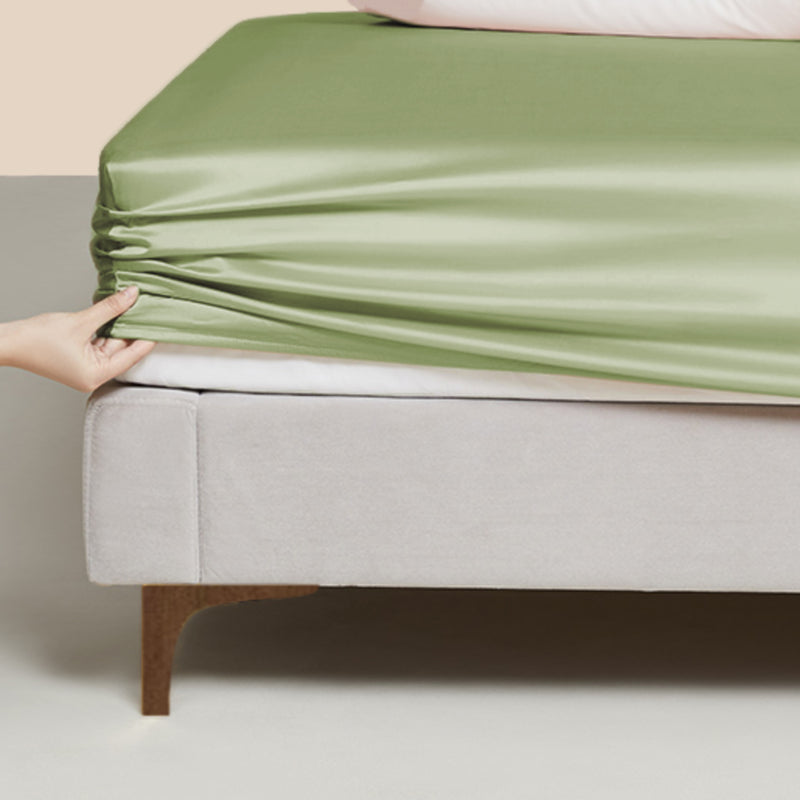 Silk Fitted Sheet, Sage Green