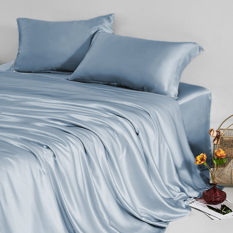 Baby Blue Silk Bed Linen